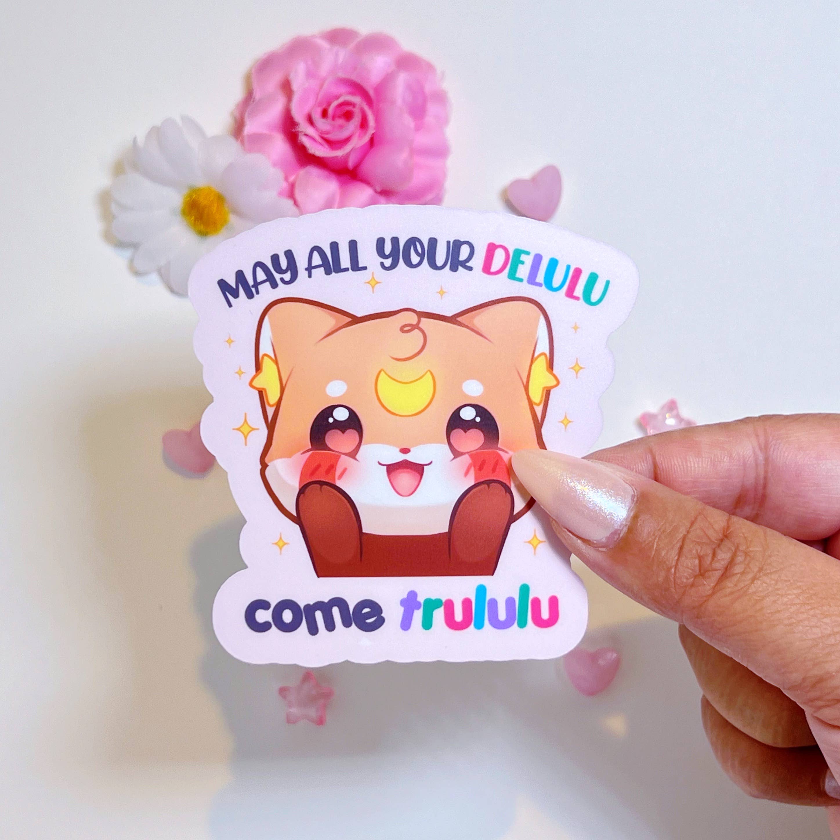 🦊 Red Panda Delulu Waterproof Sticker – Cute & Kawaii Vinyl Sticker! 🦊